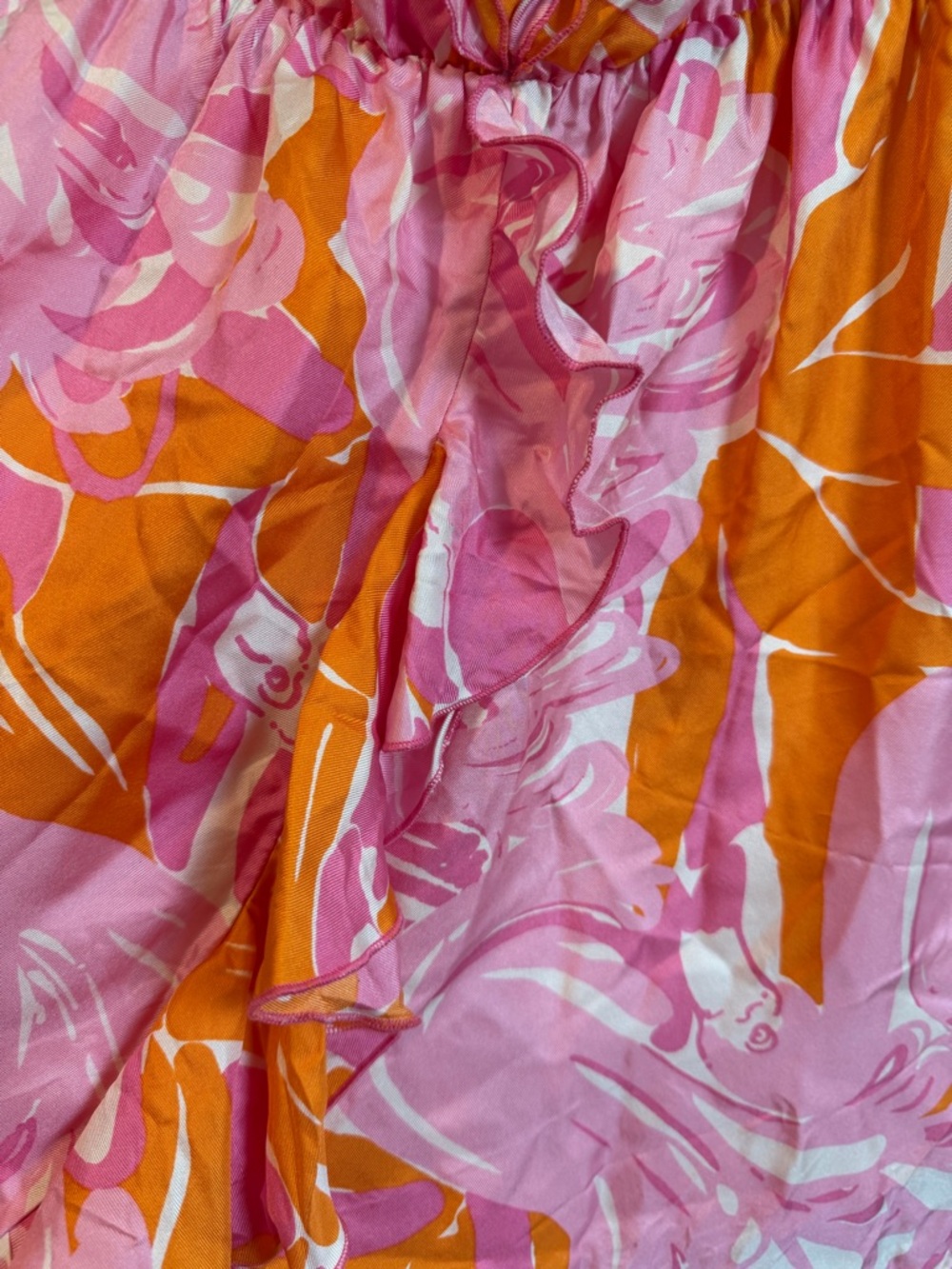 Lilly Pulitzer Tiernan Silk Hotty Pink Fan Dance Flamingo Strapless Dress - 8 - Picture 6 of 8